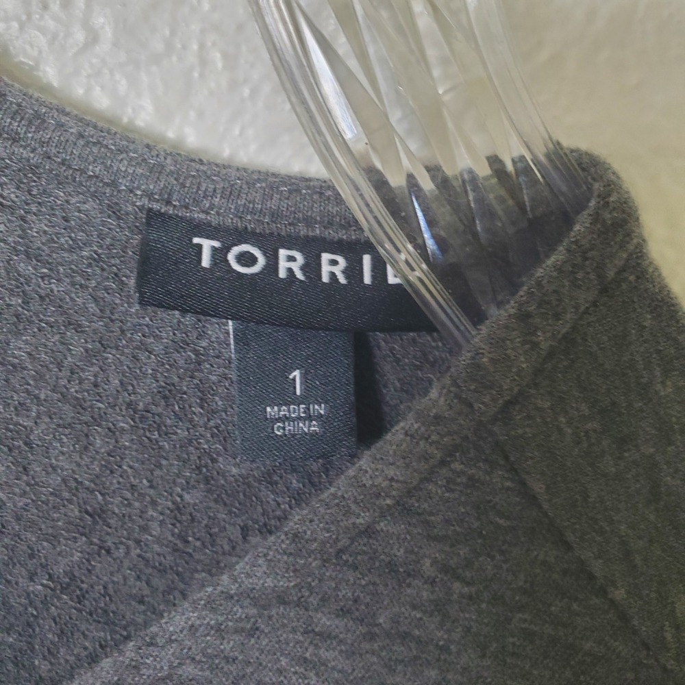 Torrid Charcoal Gray Surplice Stretch Knit Cropped Wide Leg Jumpsuit Size 1X - Picture 11 of 15